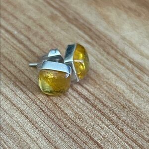 Elegant Silver and Amber Stud Earrings